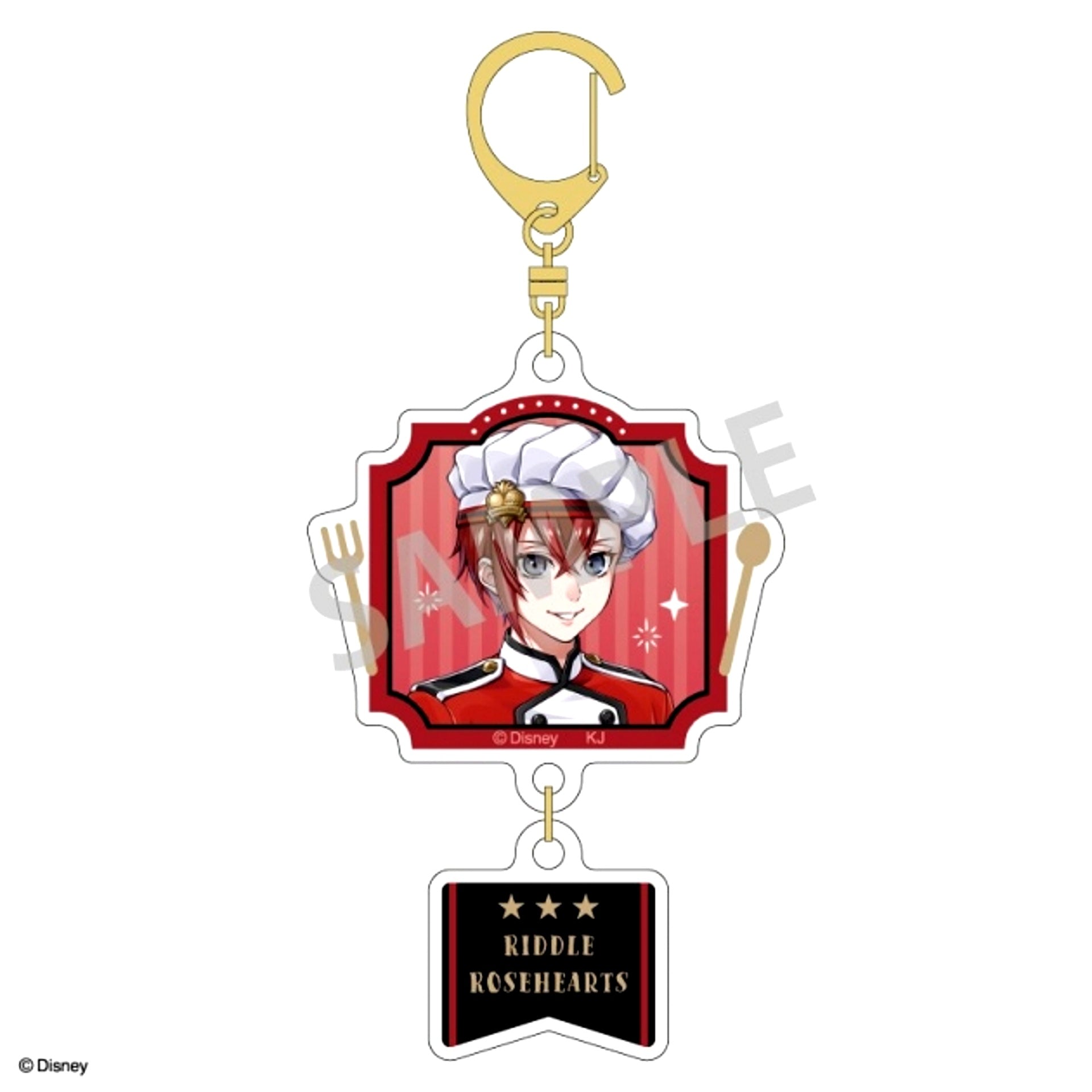 Disney Twisted-Wonderland Double Parts Acrylic Keychain Riddle Rosehearts/Master Chef ver. [NEW]