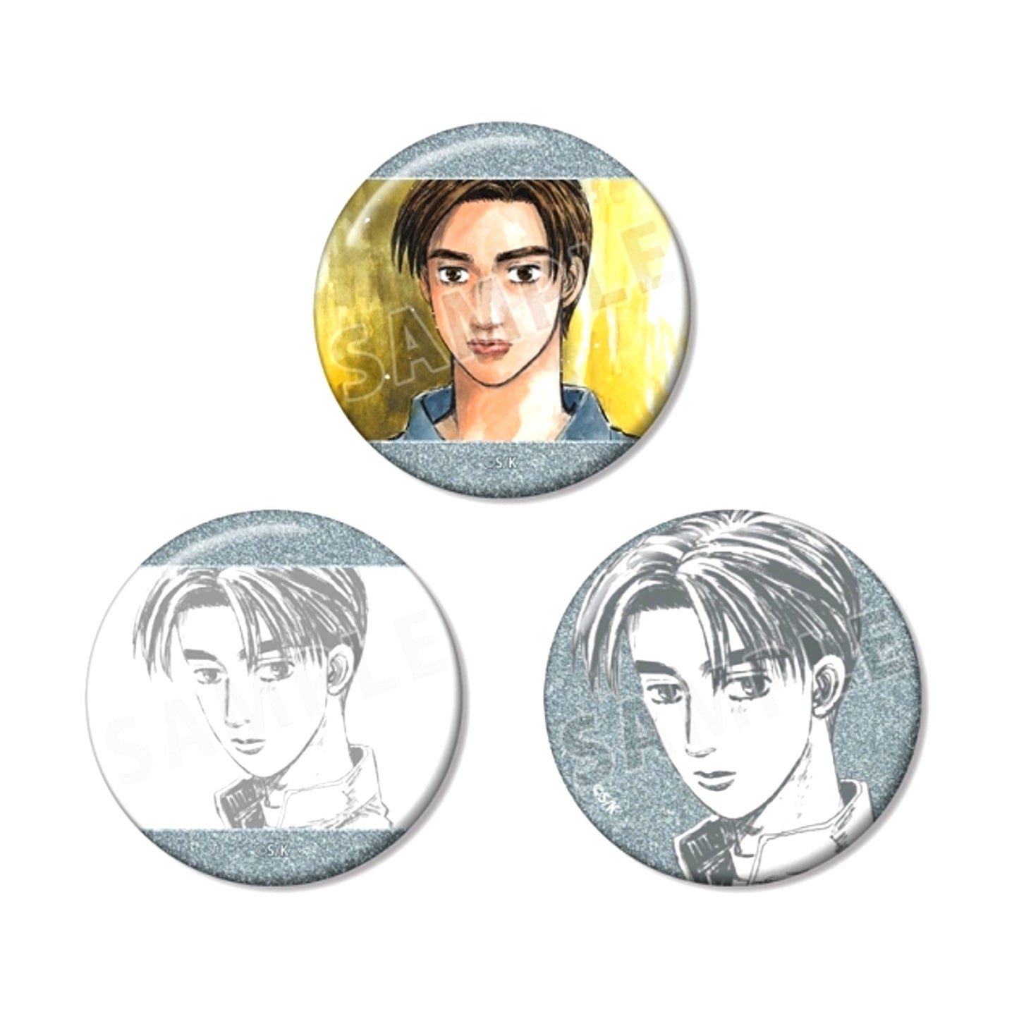 Original Manga Initial D Takumi Fujiwara Original Illustration Glitter Can Badge Set of 3 [NEW]