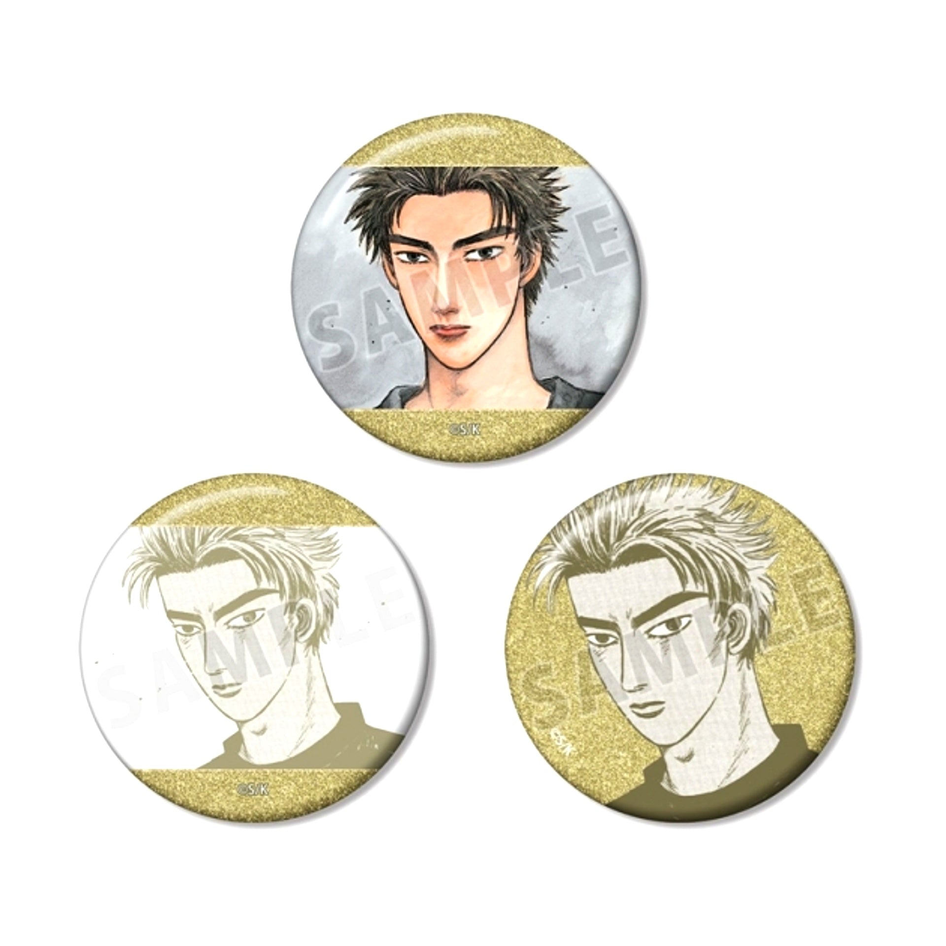 Original Manga Initial D Keisuke Takahashi Original Illustration Glitter Can Badge Set of 3 [NEW]