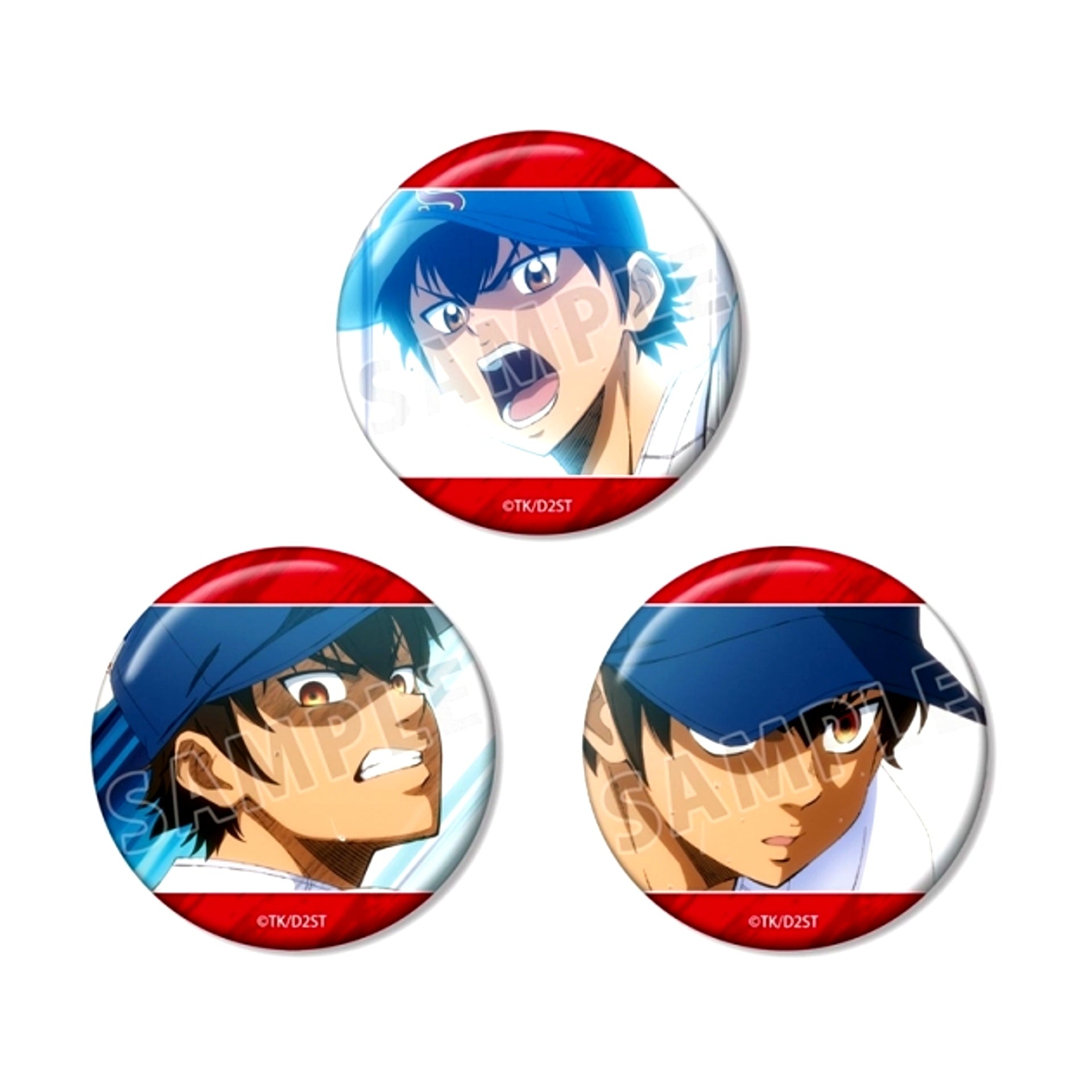TV Anime Ace of Diamond act II -Second Season- Eijun Sawamura Scene Photo Can Badge Set of 3 [NEW]