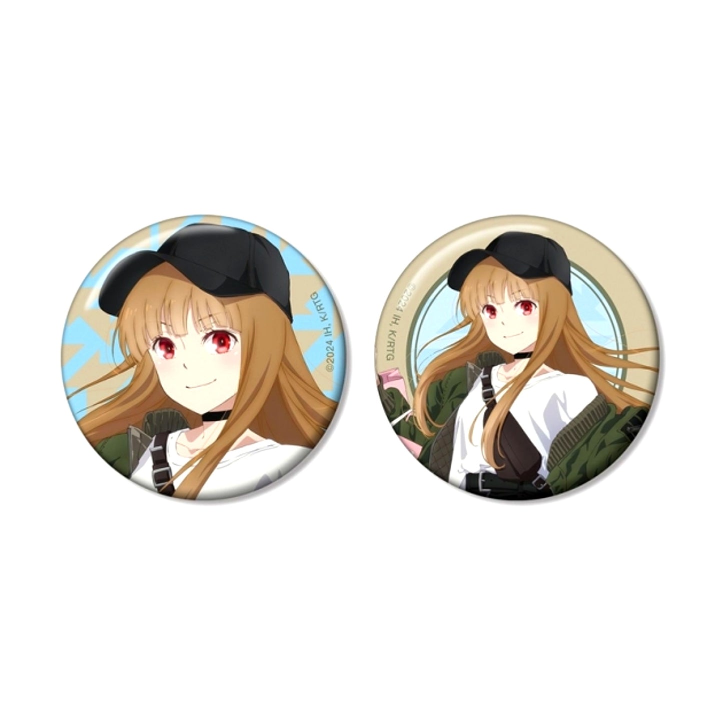 TV Anime Spice and Wolf: MERCHANT MEETS THE WISE WOLF Newly Drawn Holo Shopping in Casual Fashion ver. Can Badge Set of 2 (Reissue) [NEW]