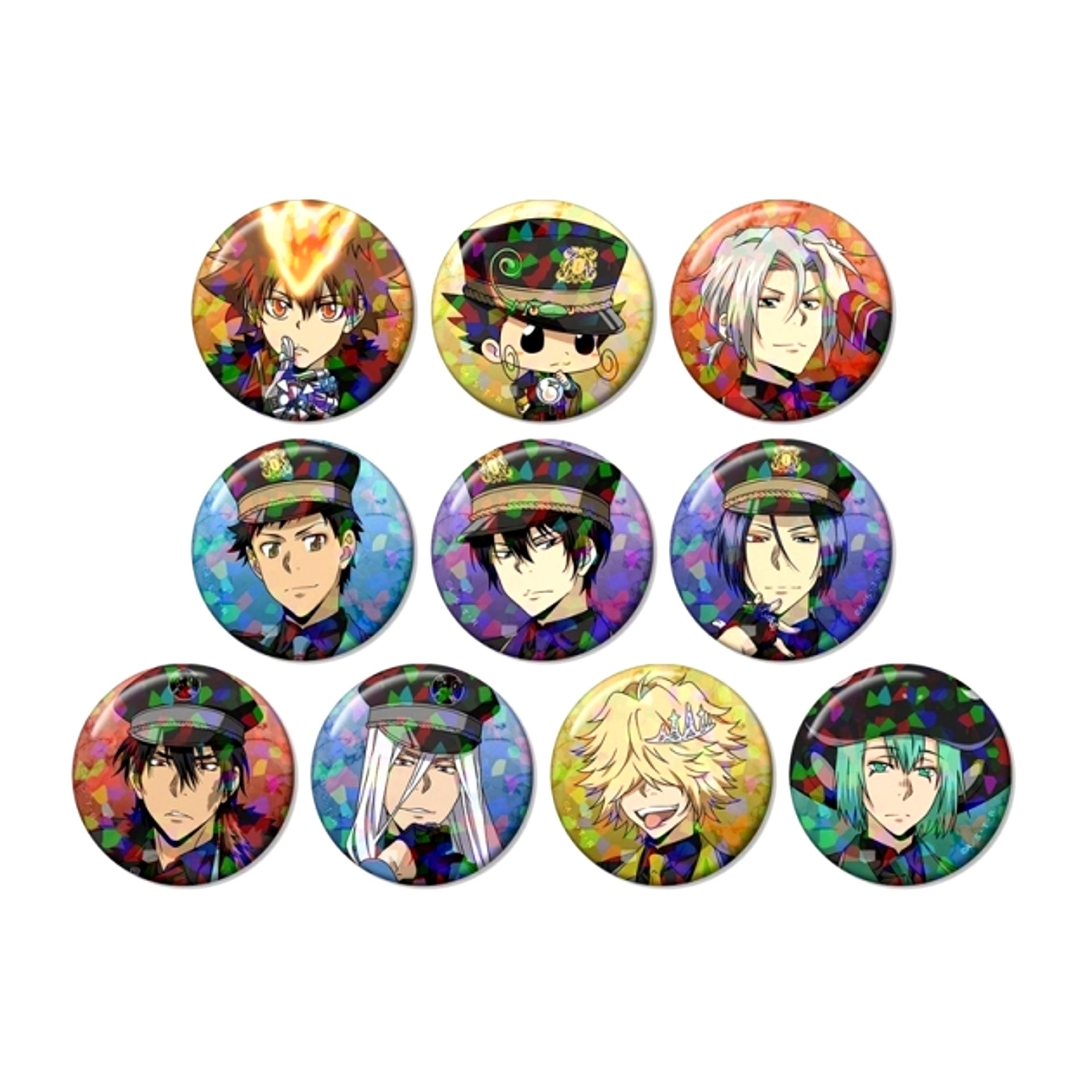 TV Anime Reborn! Newly Drawn Black Military ver. Trading Hologram Button Goods - Bache Resale [NEW]