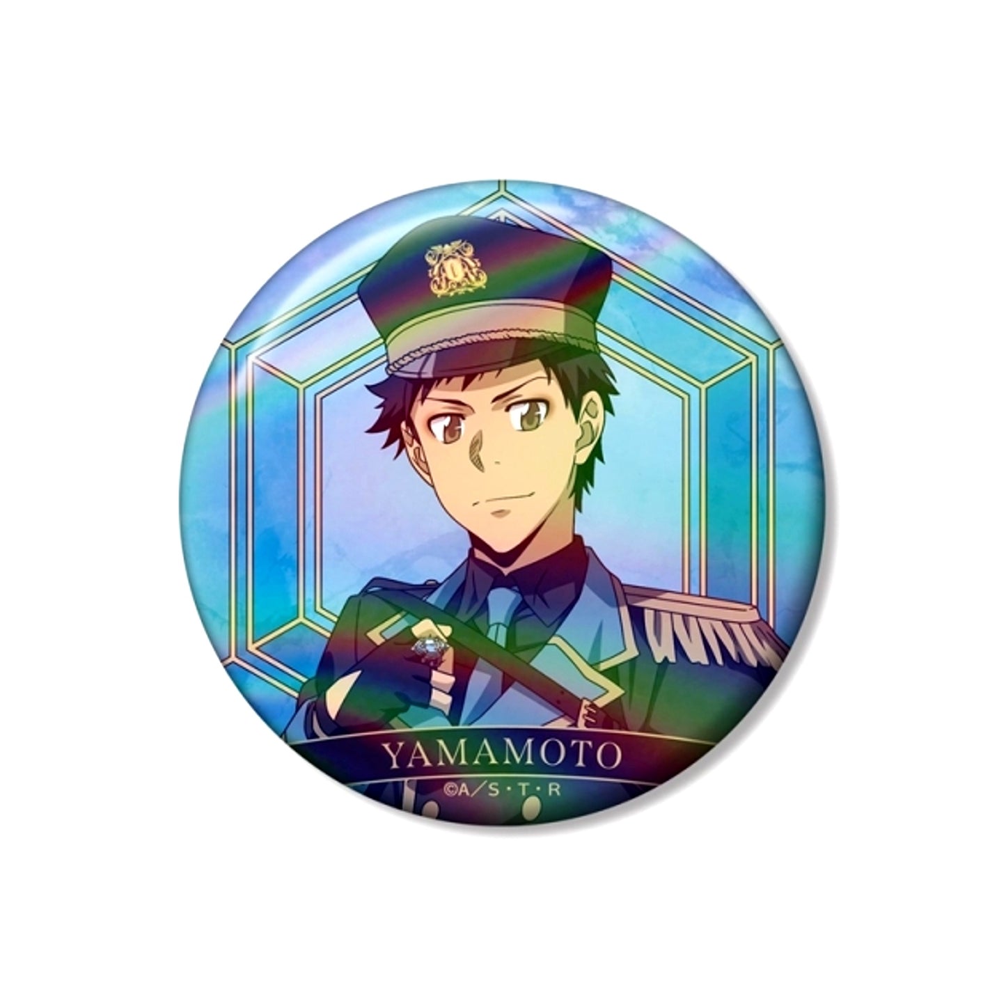TV Anime Katekyo Hitman Reborn! Newly Drawn Takeshi Yamamoto Black Military ver. 75mm Aurora Can Badge (Reissue) [NEW]