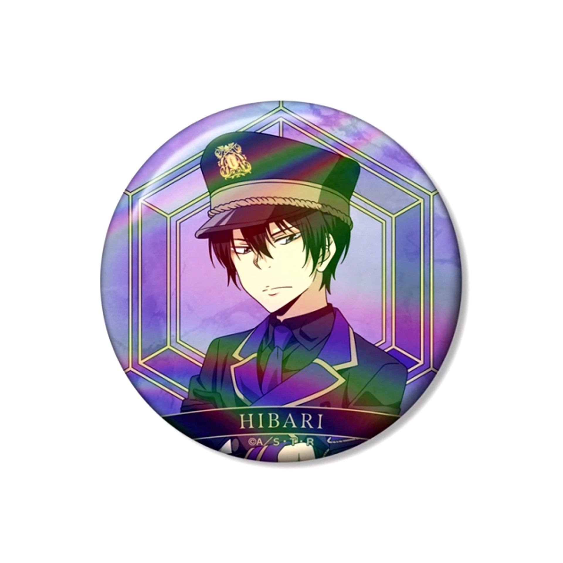 TV Anime Katekyo Hitman Reborn! Newly Drawn Kyoya Hibari Black Military ver. 75mm Aurora Can Badge (Reissue) [NEW]