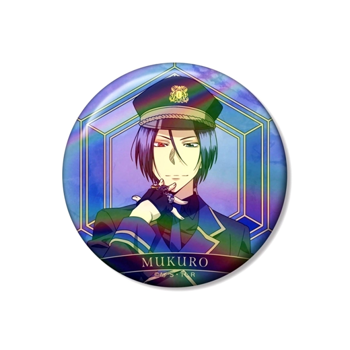 TV Anime Katekyo Hitman Reborn! Newly Drawn Mukuro Rokudo (10 Years Later) Black Military ver. 75mm Aurora Can Badge (Reissue) [NEW]
