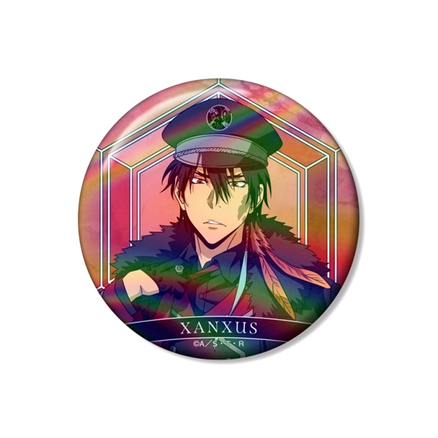 TV Anime Katekyo Hitman Reborn! Newly Drawn XANXUS (10 Years Later) Black Military ver. 75mm Aurora Can Badge (Reissue) [NEW]