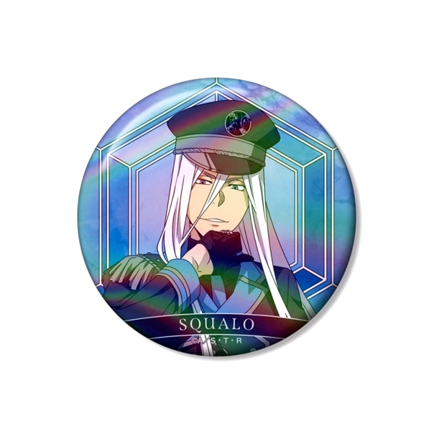 TV Anime Katekyo Hitman Reborn! Newly Drawn Superbi Squalo (10 Years Later) Black Military ver. 75mm Aurora Can Badge (Reissue) [NEW]