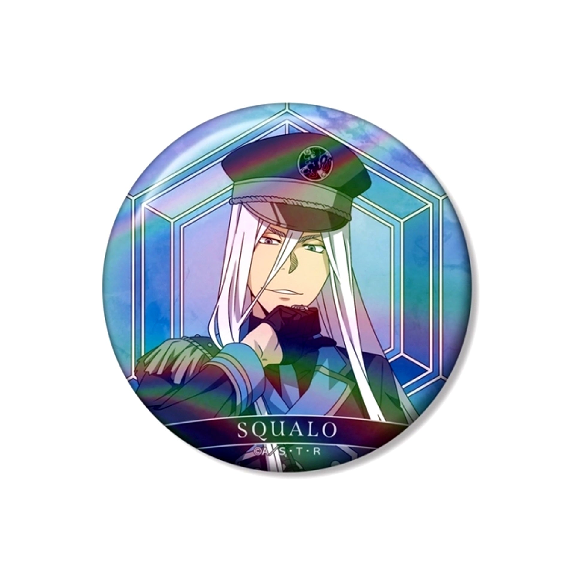 TV Anime Katekyo Hitman Reborn! Newly Drawn Superbi Squalo (10 Years Later) Black Military ver. 75mm Aurora Can Badge (Reissue) [NEW]