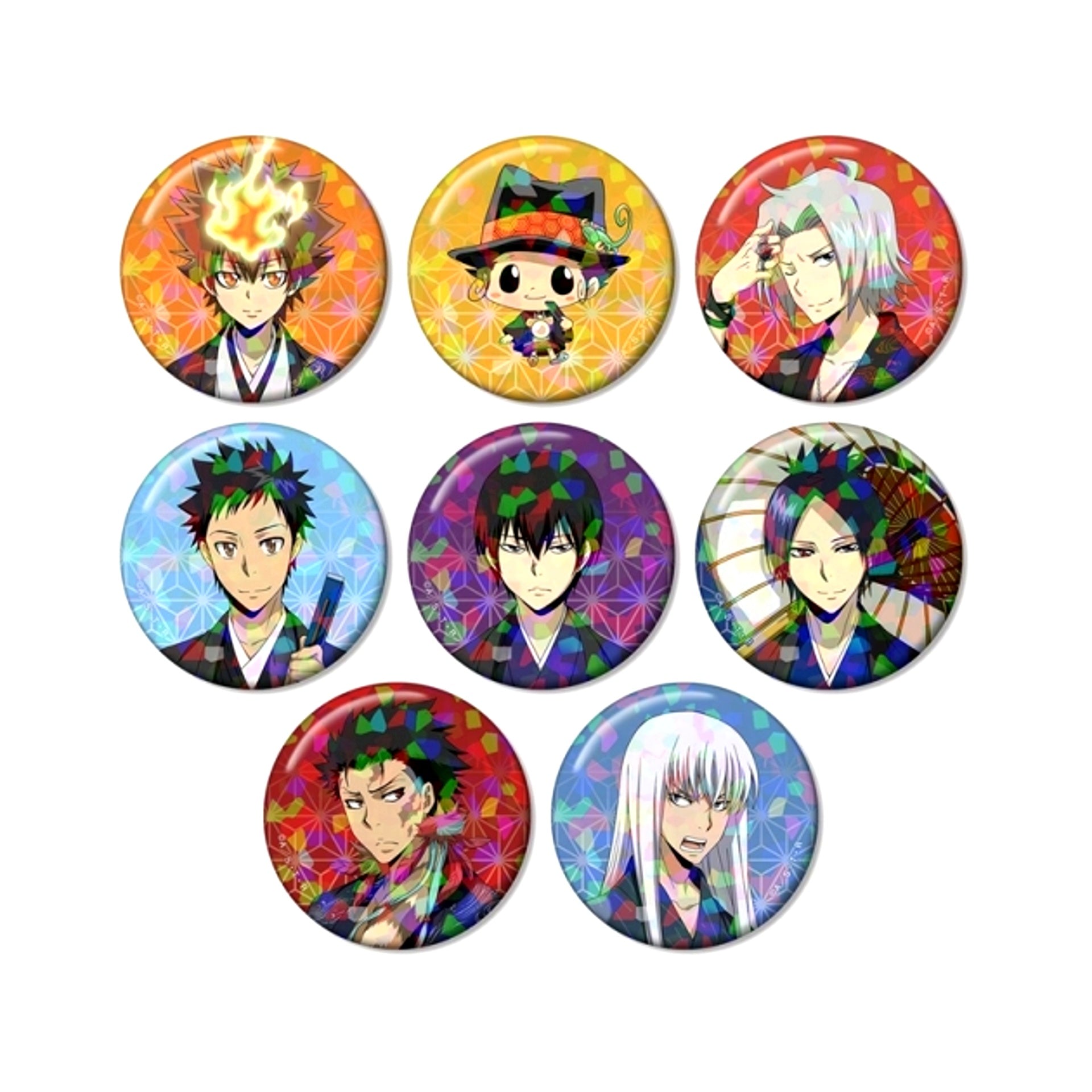 TV Anime Reborn! Newly Drawn Japanese Clothes ver. Trading Hologram Button Goods - Bache Resale [NEW]