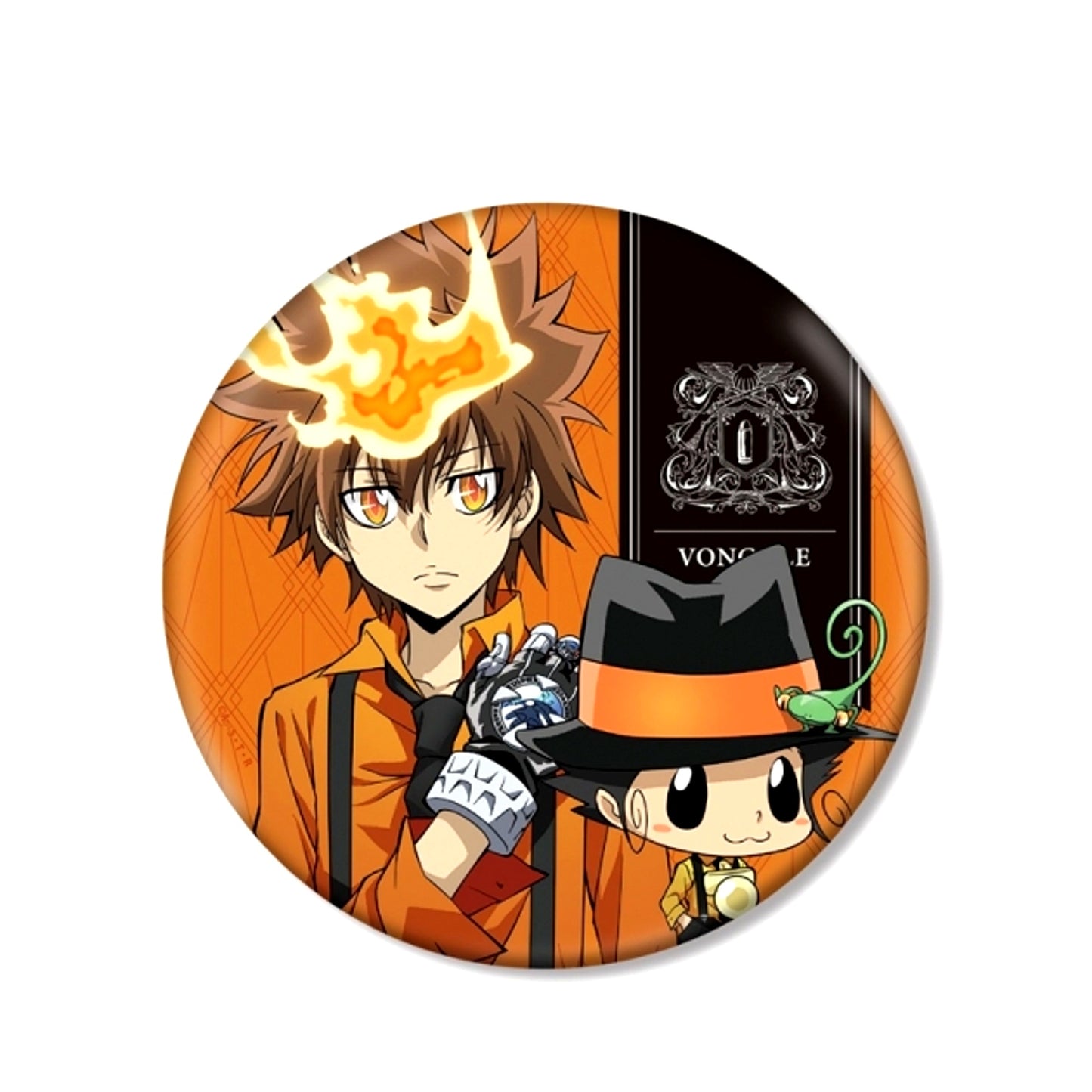TV Anime Katekyo Hitman Reborn! Newly Drawn Illustration Tsunayoshi Sawada & Reborn Color Shirt ver. Big Can Badge (Reissue) [NEW]