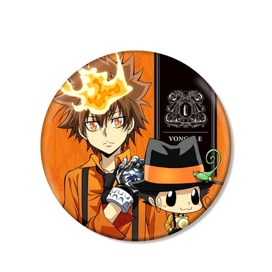 TV Anime Katekyo Hitman Reborn! Newly Drawn Illustration Tsunayoshi Sawada & Reborn Color Shirt ver. Big Can Badge (Reissue) [NEW]