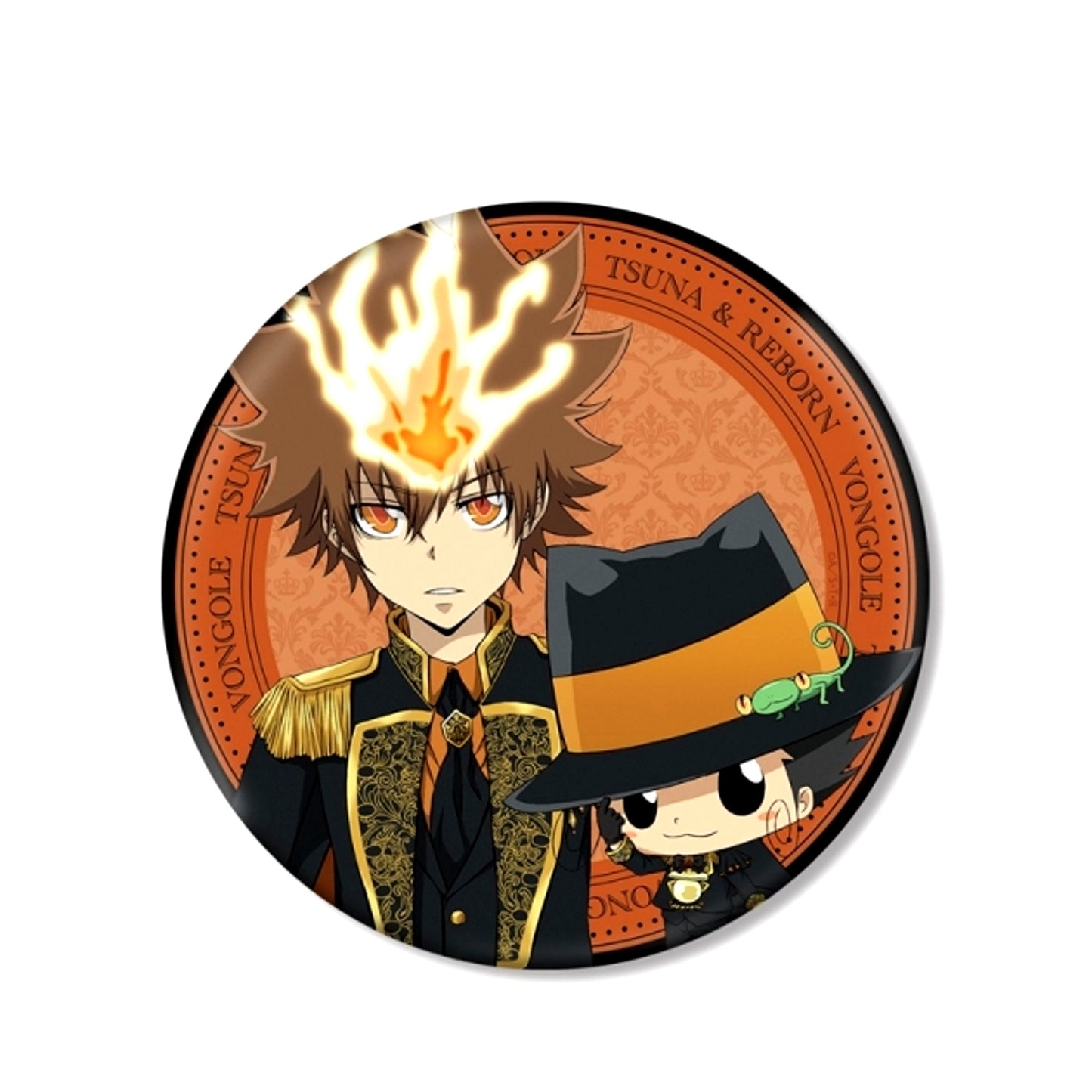 TV Anime Katekyo Hitman Reborn! Newly Drawn Illustration Tsunayoshi Sawada & Reborn Prince Costume ver. BIG Can Badge (Reissue) [NEW]