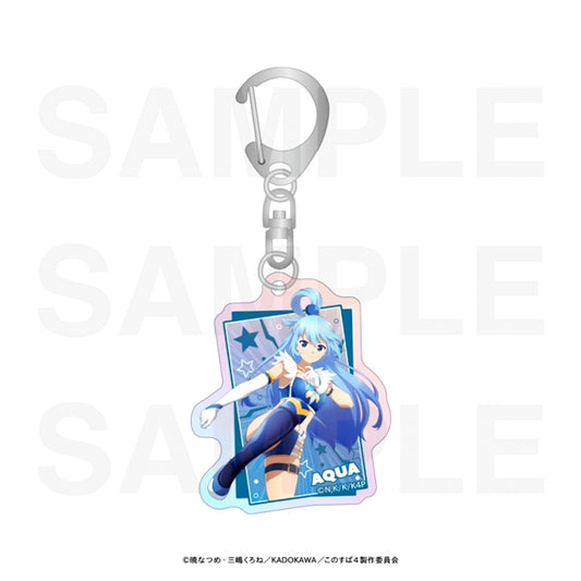 Anime KonoSuba: God's Blessing on This Wonderful World! Hologram Acrylic Keychain Newly Drawn Illustration "Pro Wrestler!" Aqua [NEW]