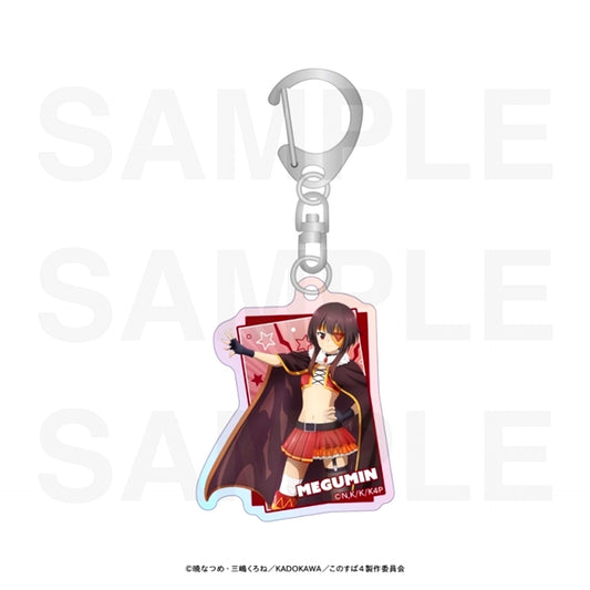 Anime KonoSuba: God's Blessing on This Wonderful World! Hologram Acrylic Keychain Newly Drawn Illustration "Pro Wrestler!" Megumin [NEW]