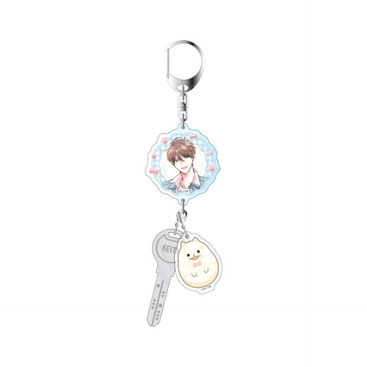 Oni Joshi Gokudera-san wa Abakaretai. Spare Key Style Acrylic Keychain Keita Shoji With Doggy [NEW]