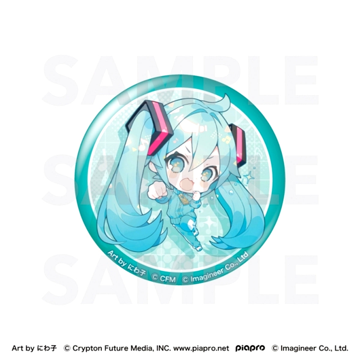 Piapro Characters Fit Boxing feat. Hatsune Miku Art by Niwako Glitter Button Hatsune Miku Goods - Badge [NEW]