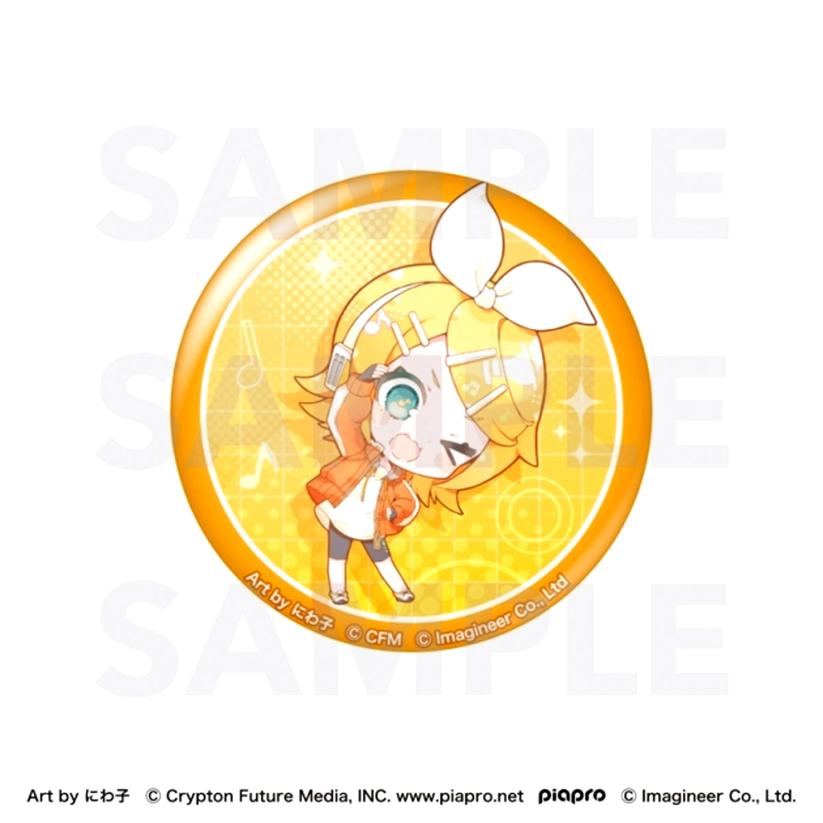 Piapro Characters Fit Boxing feat. Hatsune Miku Art by Niwako Glitter Button Rin Kagamine Goods - Badge [NEW]