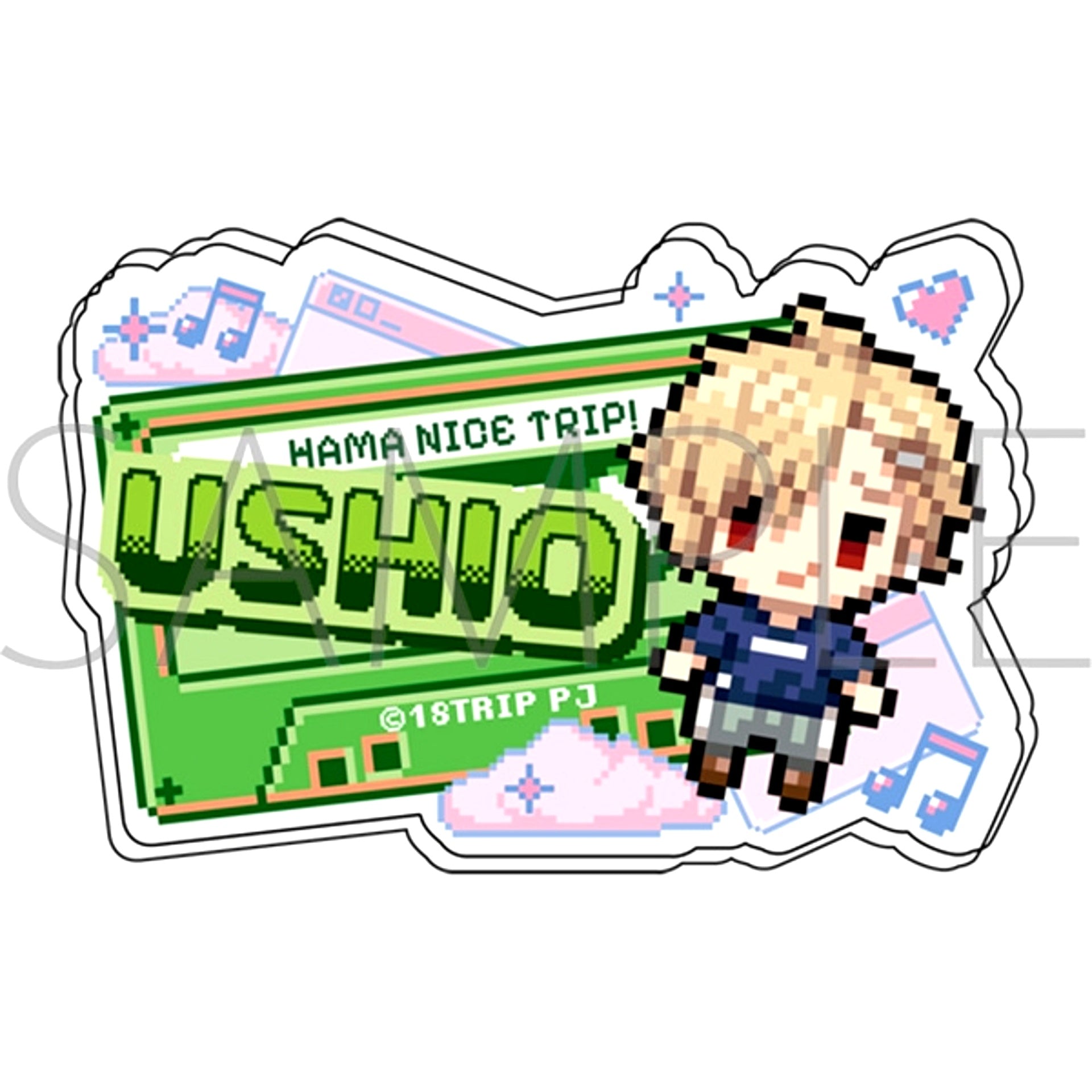 18TRIP Name Acrylic Badge / Ushio Kurakuma Dot Illustration [NEW]