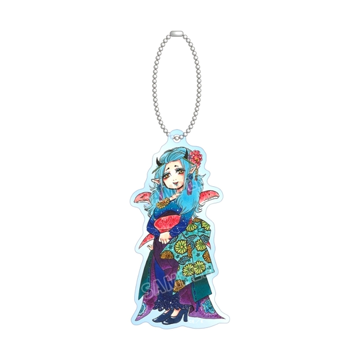 Manga Hozuki's Coolheadedness Natsumi Eguchi Newly Drawn Okou Chibi Character Japanese Attire Arrangement ver. BIG Acrylic Keychain (Animate Advance Sale) [NEW]