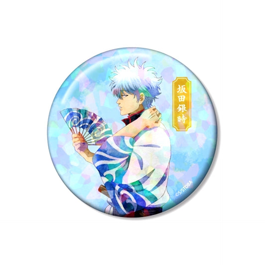 Gintama Newly Drawn Gintoki Sakata Summer Stroll Watercolor Style ver. 75mm Hologram Can Badge [NEW]