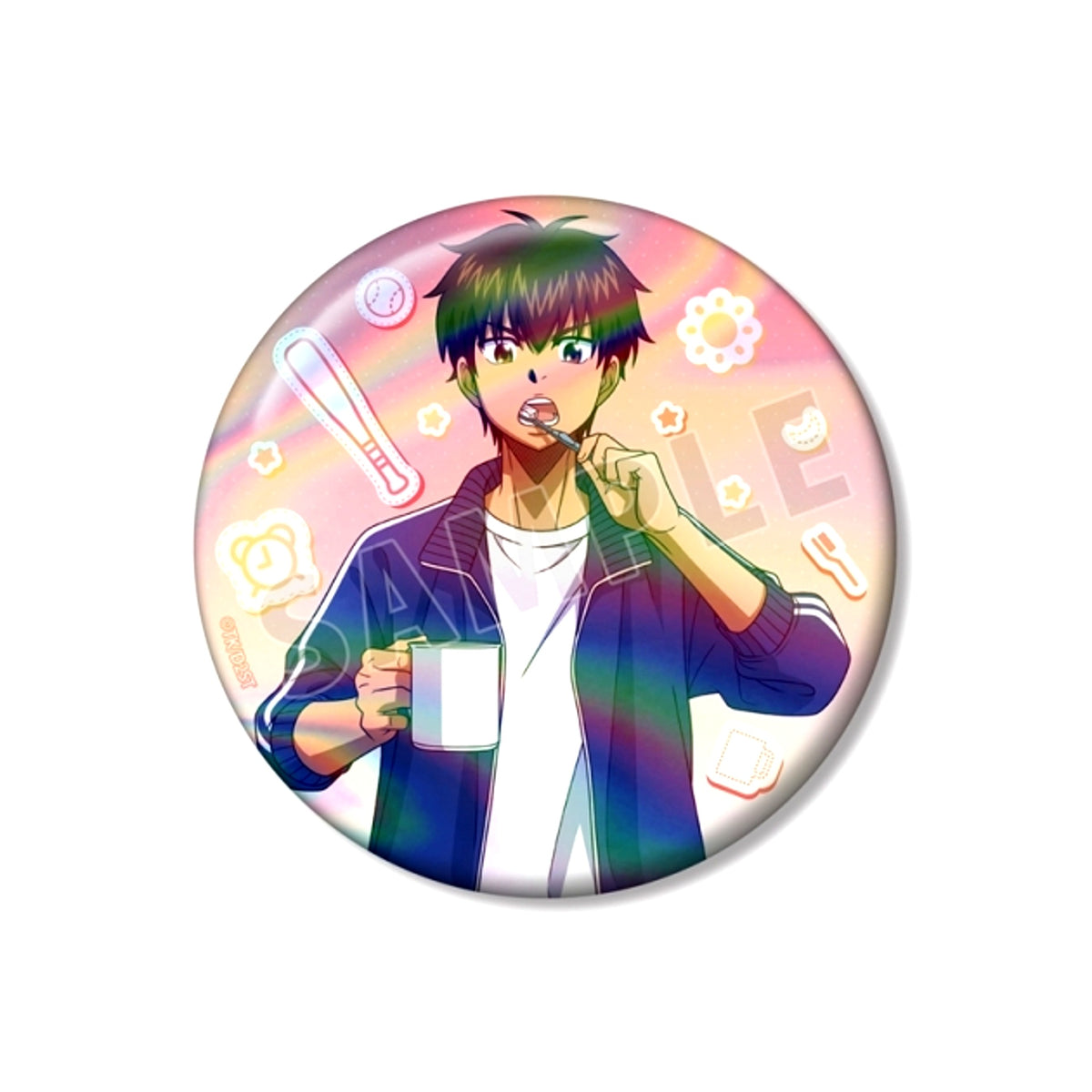 Ace of Diamond act II -Second Season- Newly Drawn Sawamura Eijun Morning Preparation ver. 75mm Aurora Can Badge [NEW]