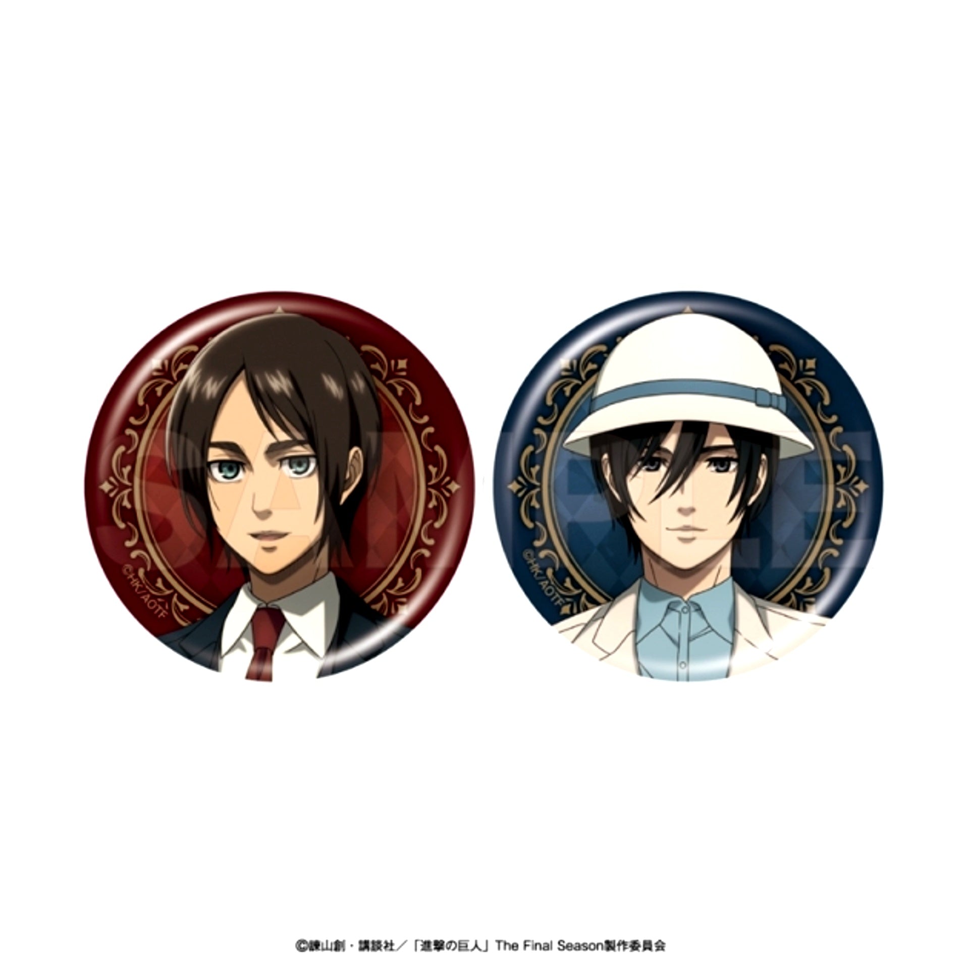 Attack on Titan Character Badge Set Eren & Mikasa Set of 2 [NEW]