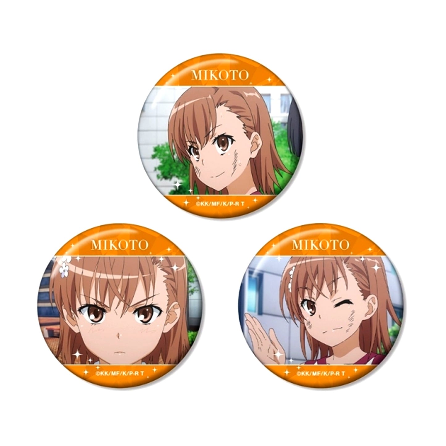 A Certain Scientific Railgun T Mikoto Misaka Scene Photo Can Badge Set of 3 (Reissue) [NEW]