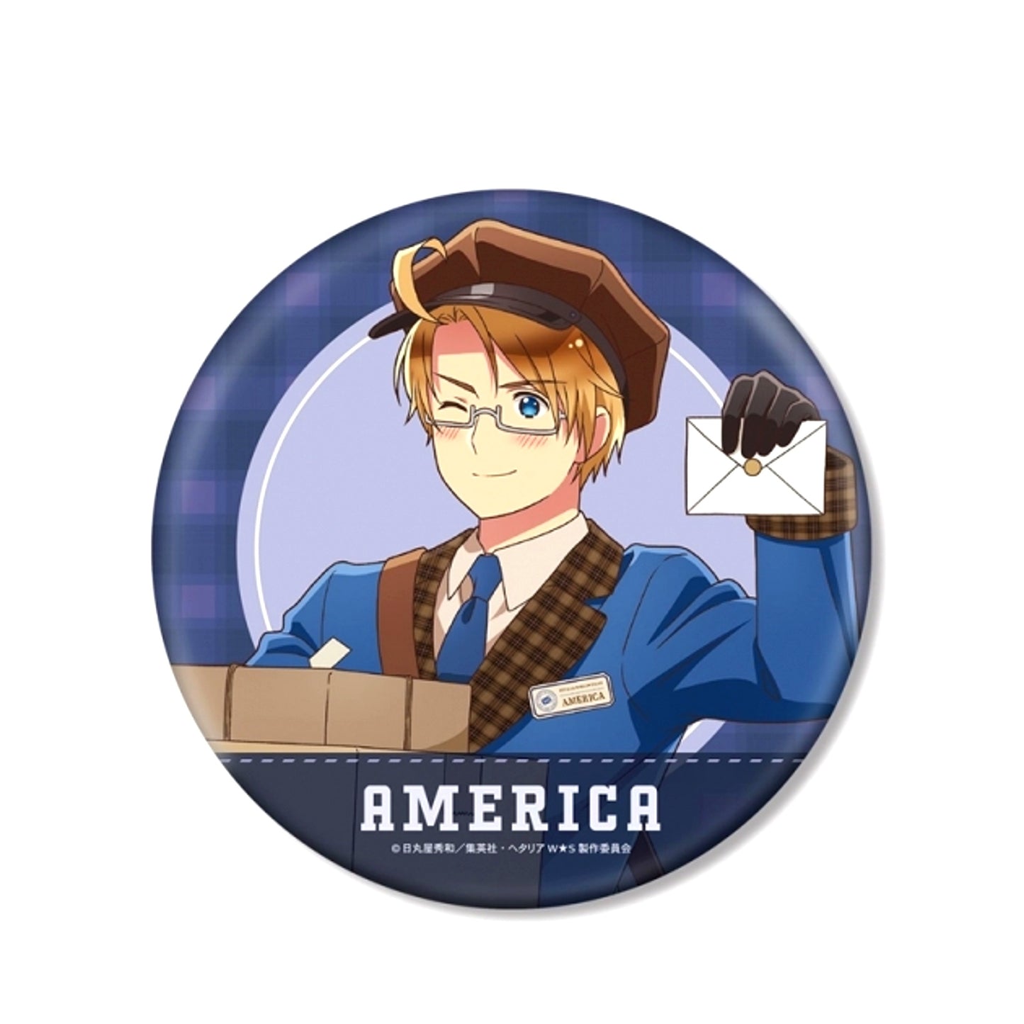 Anime "Hetalia World Stars" Newly Drawn America Postman ver. BIG Can Badge (Reissue) [NEW]
