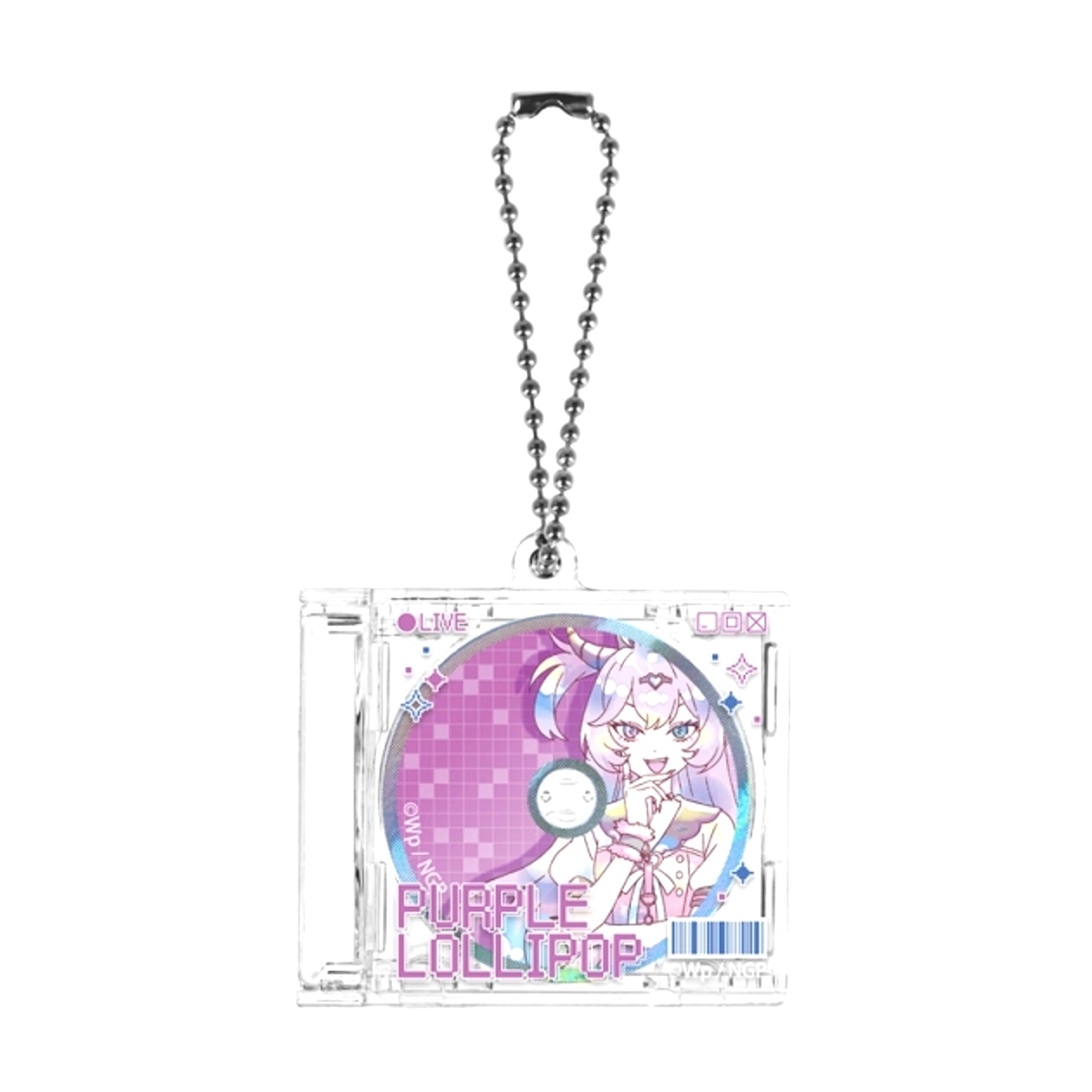 NEEDY GIRL OVERDOSE Anime Purple Lollipop Ani-Art KAWAII label CD Jacket Type Keychain [NEW]