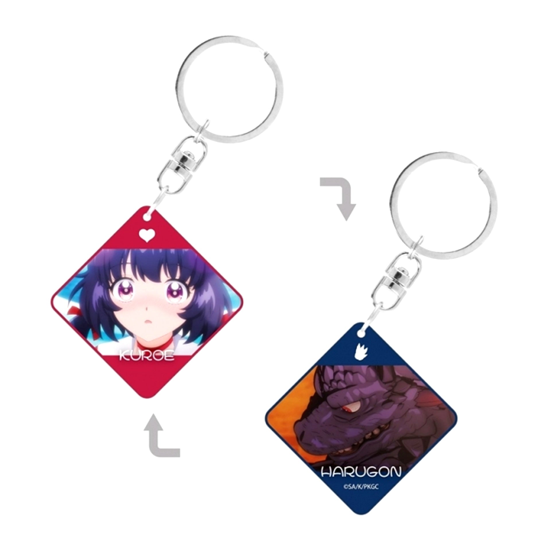 TV Anime Kaiju Girl Caramelise Kuroe Akaishi & Harugon Double-Sided Scene Photo Acrylic Keychain [NEW]