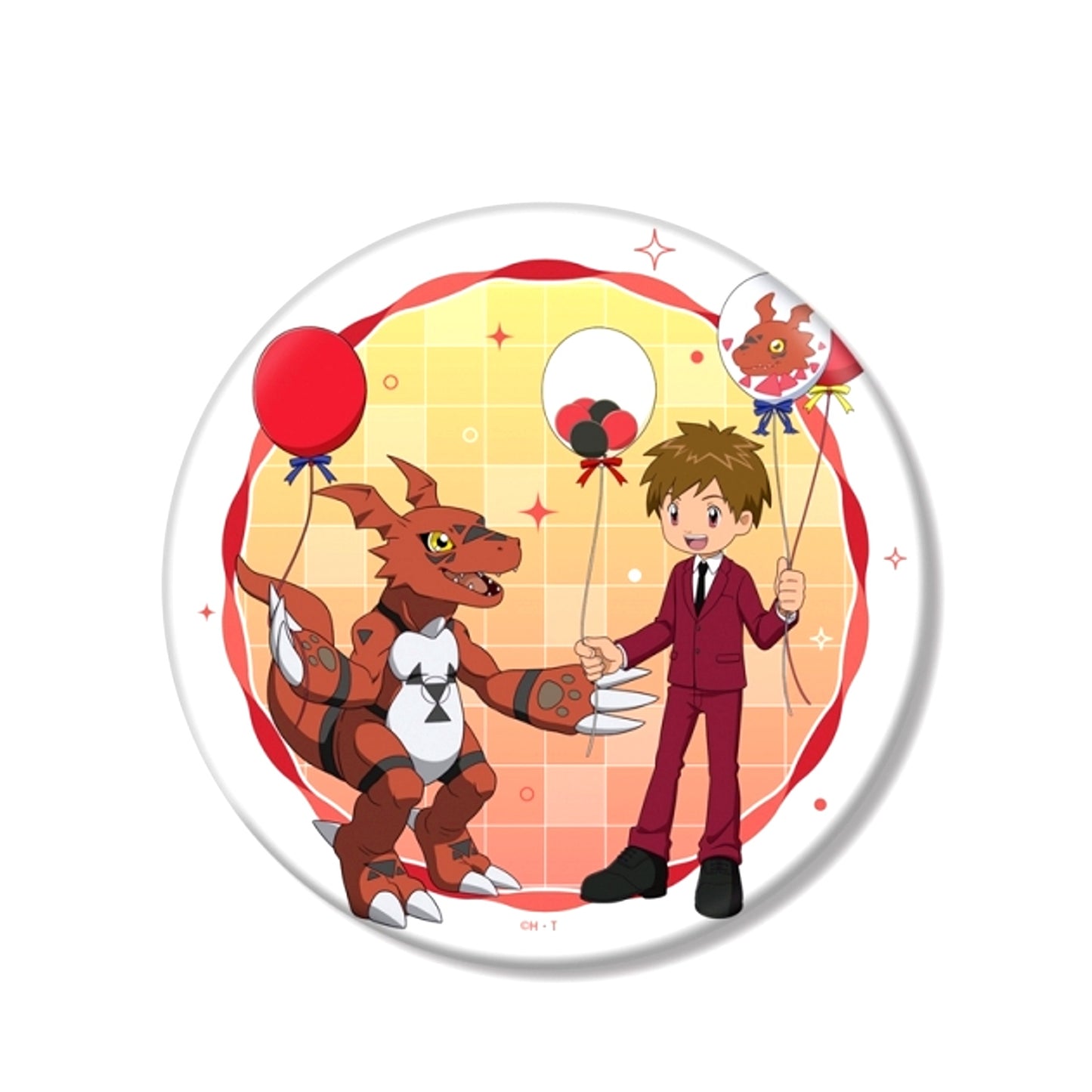Digimon Tamers Newly Drawn Takato & Guilmon Balloon ver. BIG Can Badge (Animate Advance Sale) [NEW]