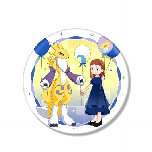Digimon Tamers Newly Drawn Ruki & Renamon Balloon ver. BIG Can Badge (Animate Advance Sale) [NEW]