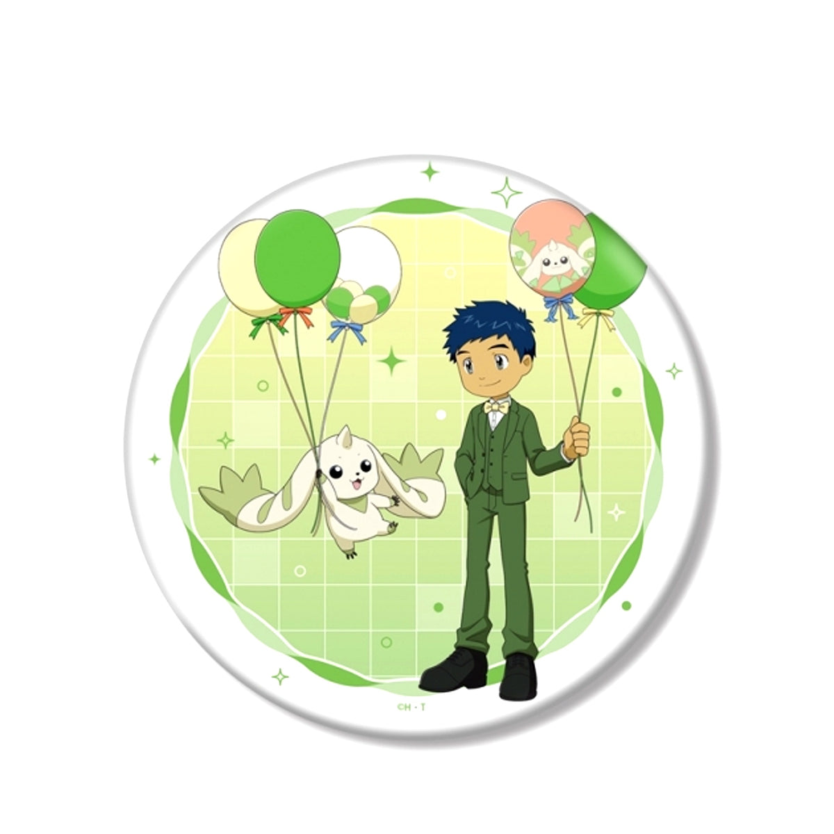 Digimon Tamers Newly Drawn Jenrya & Terriermon Balloon ver. BIG Can Badge (Animate Advance Sale) [NEW]