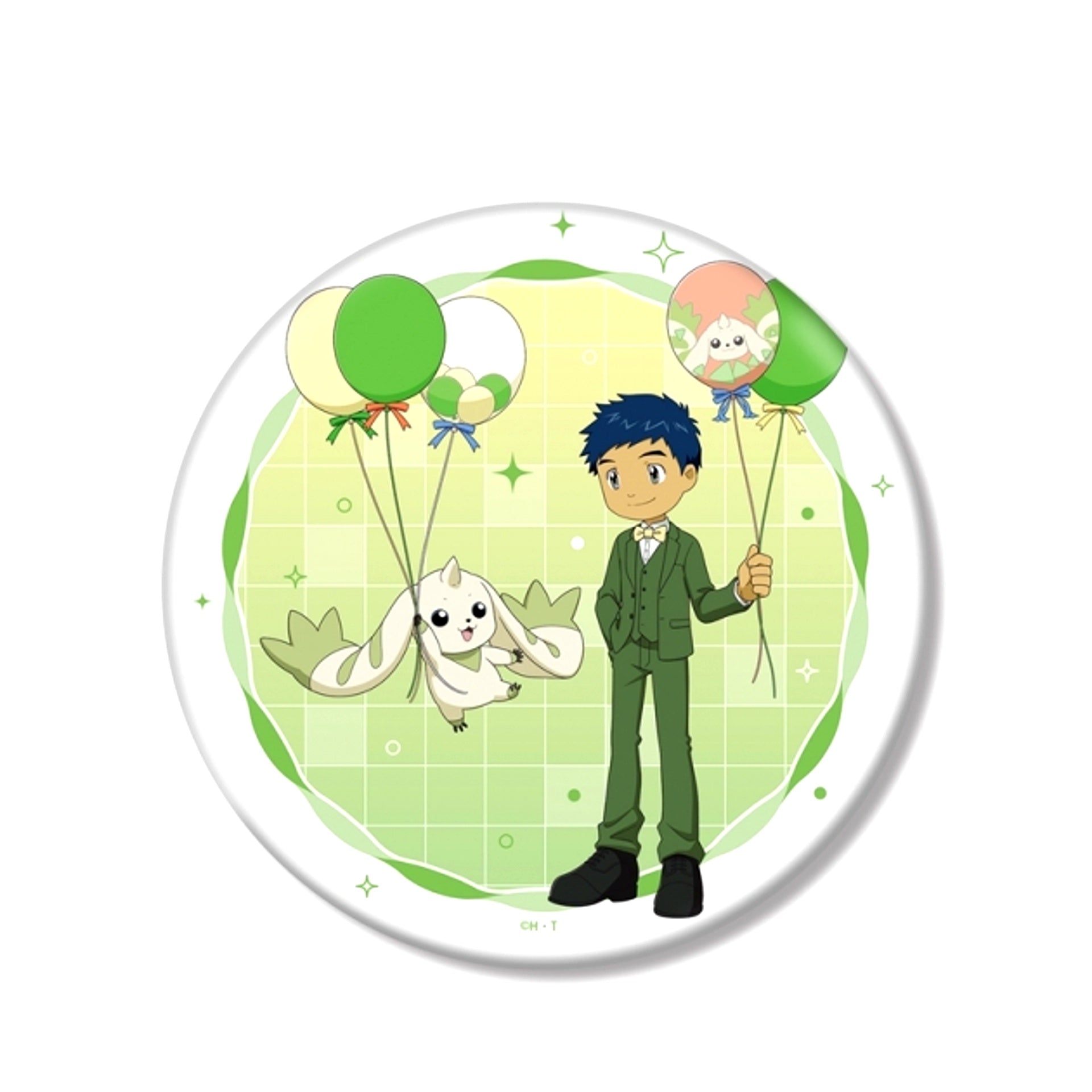 Digimon Tamers Newly Drawn Jenrya & Terriermon Balloon ver. BIG Can Badge (Animate Advance Sale) [NEW]