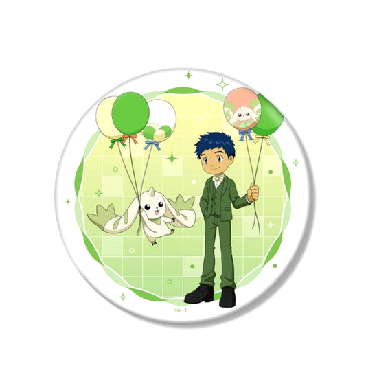 Digimon Tamers Newly Drawn Jenrya & Terriermon Balloon ver. BIG Can Badge (Animate Advance Sale) [NEW]