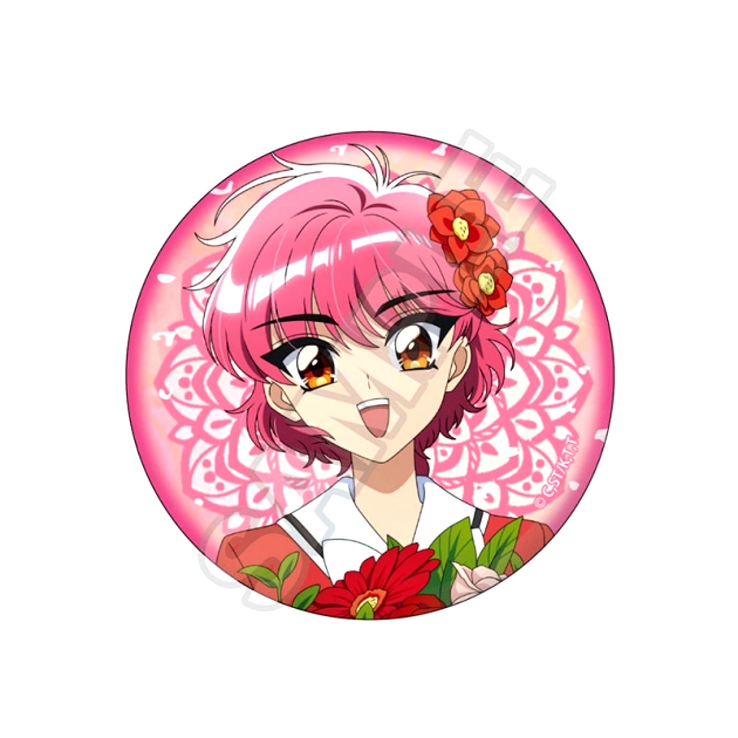 TV Anime Magic Knight Rayearth Flower Bouquet Glitter Can Badge Hikaru Shidou [NEW]