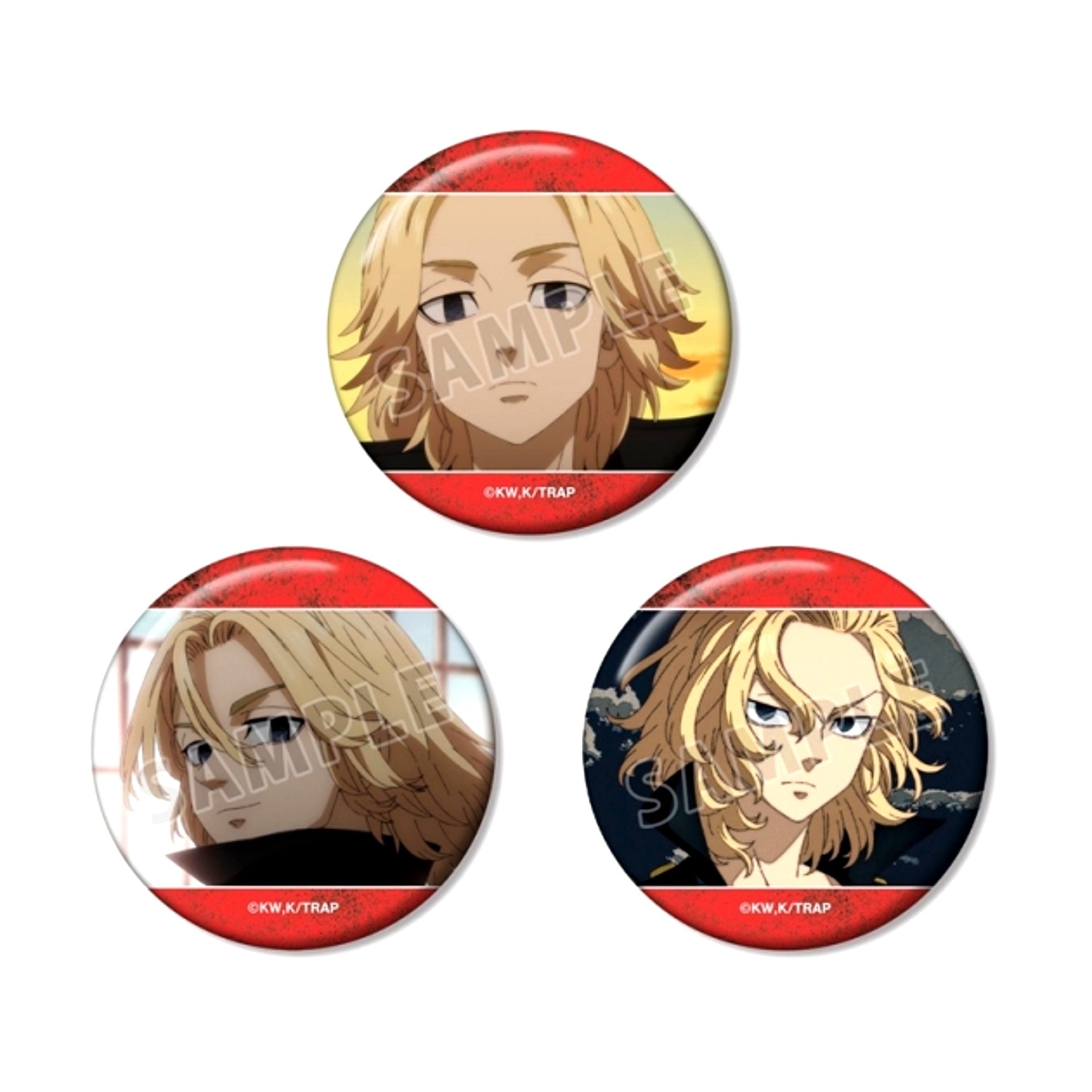 TV Anime Tokyo Revengers Manjiro Sano Scene Photo Can Badge Set of 3 (Reissue) [NEW]