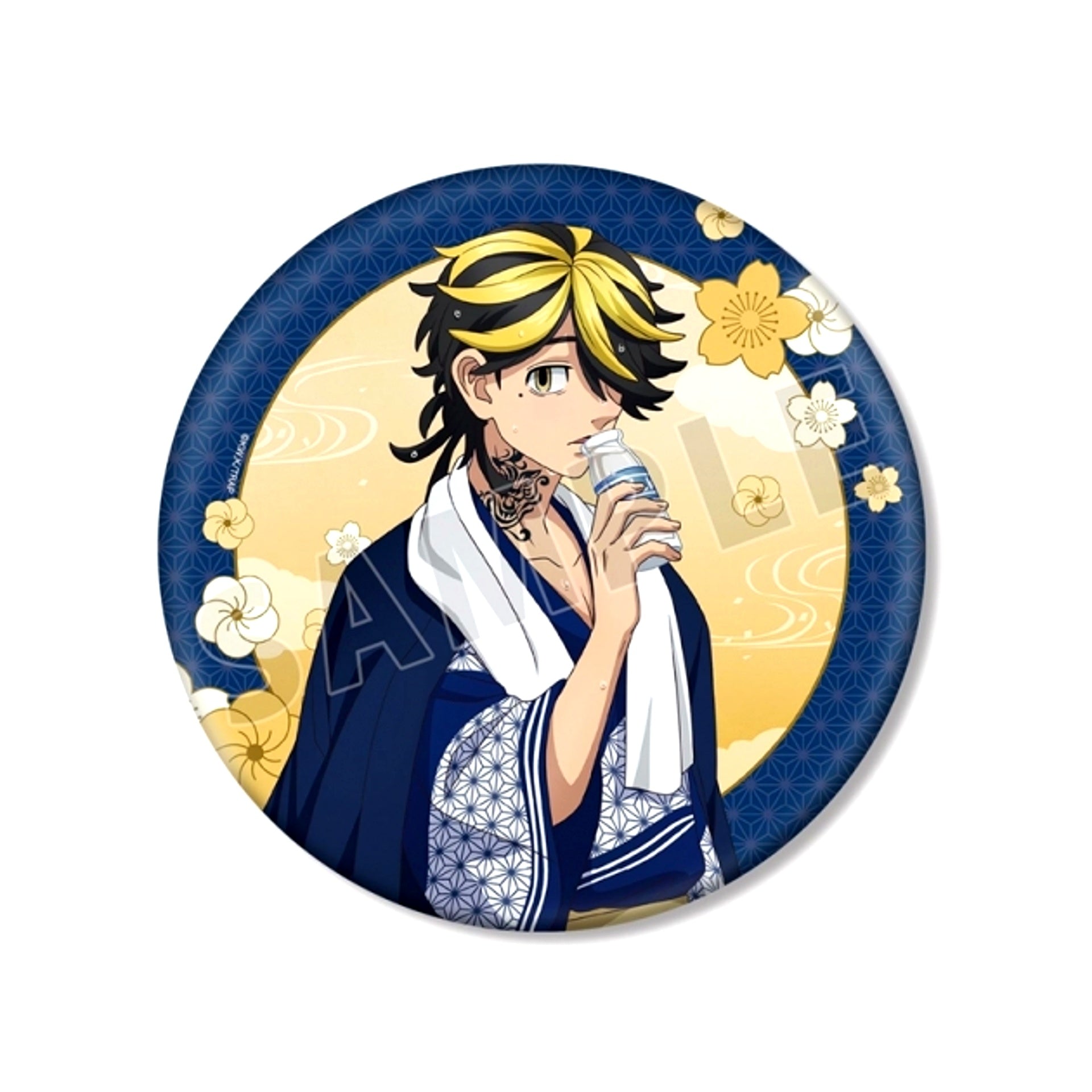 TV Anime Tokyo Revengers Newly Drawn Kazutora Hanemiya Hot Spring Yukata ver. BIG Can Badge (Reissue) [NEW]