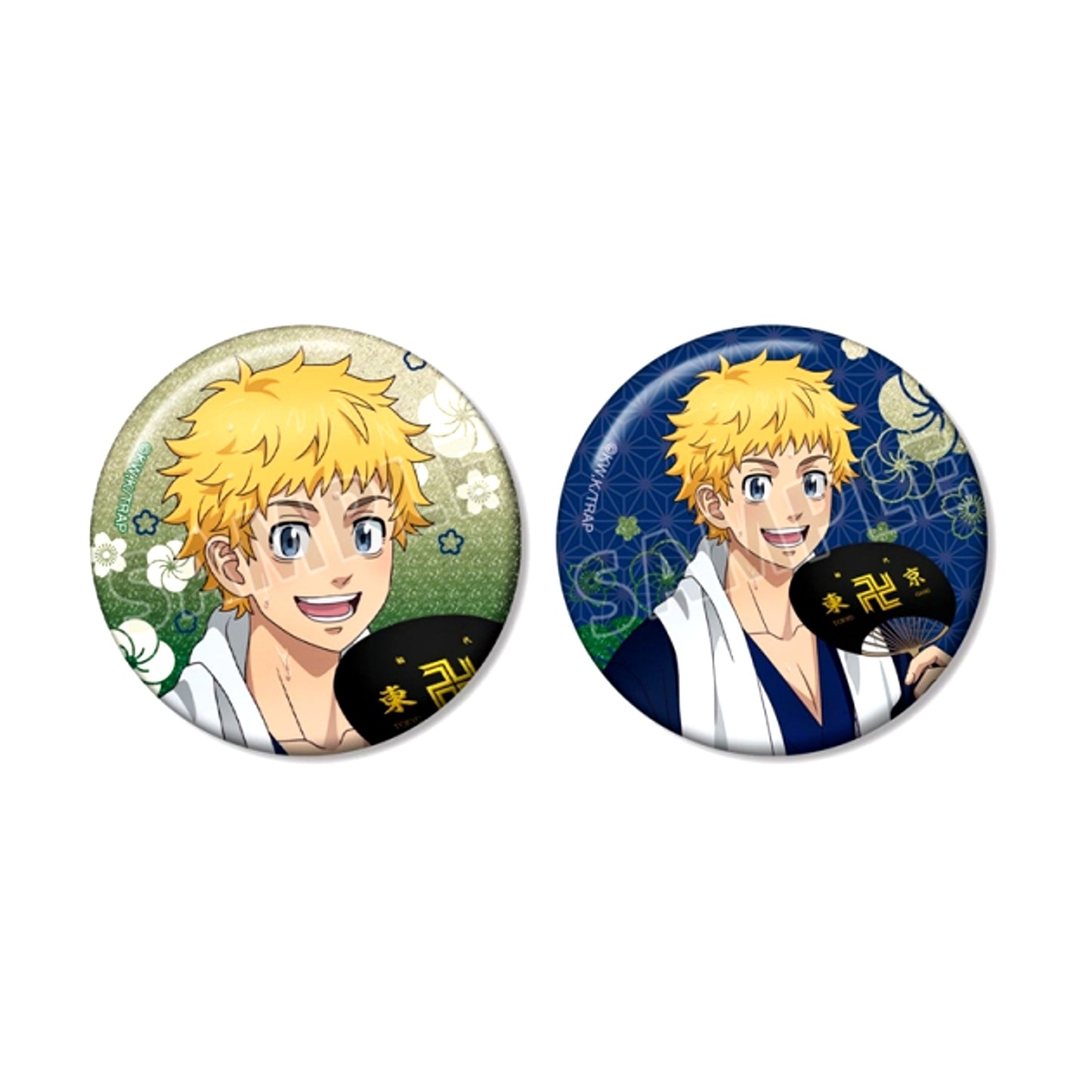 TV Anime Tokyo Revengers Newly Drawn Takemichi Hanagaki Hot Spring Yukata ver. Glitter Can Badge Set of 2 (Reissue) [NEW]