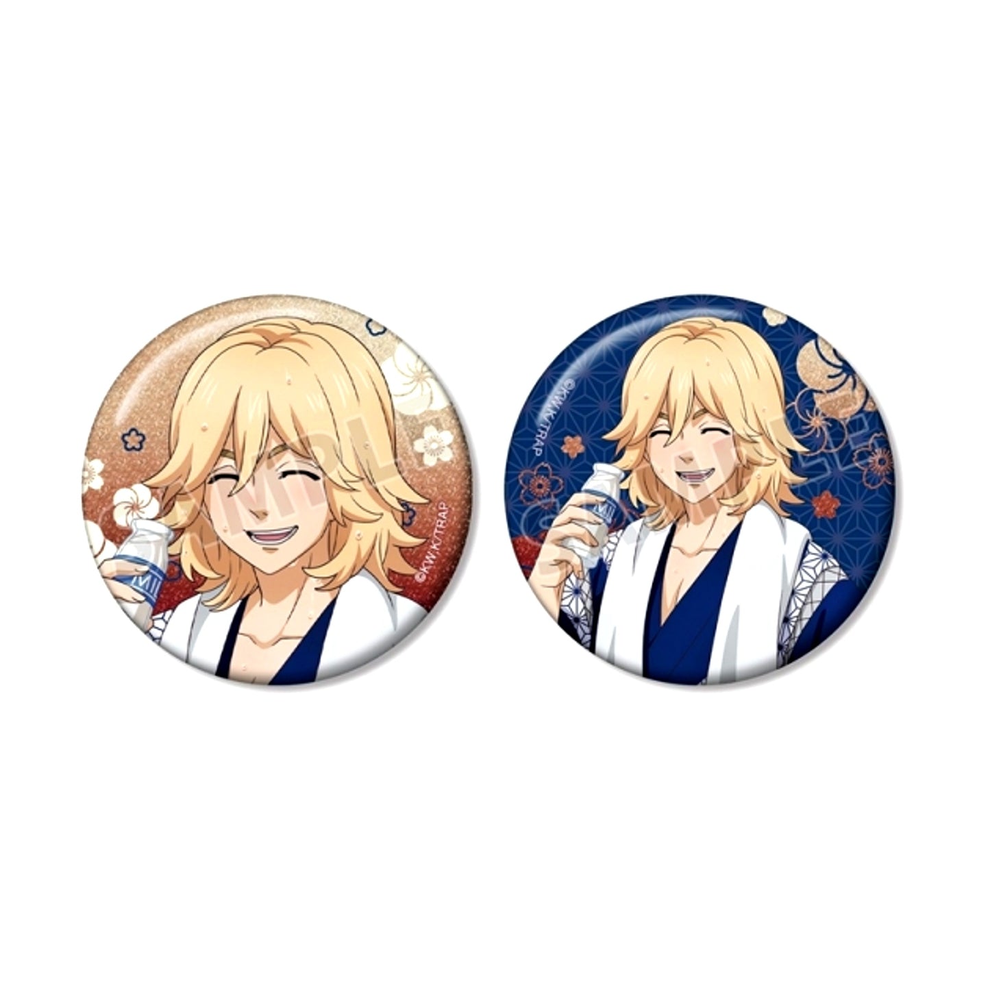 TV Anime Tokyo Revengers Newly Drawn Manjiro Sano Hot Spring Yukata ver. Glitter Can Badge Set of 2 (Reissue) [NEW]