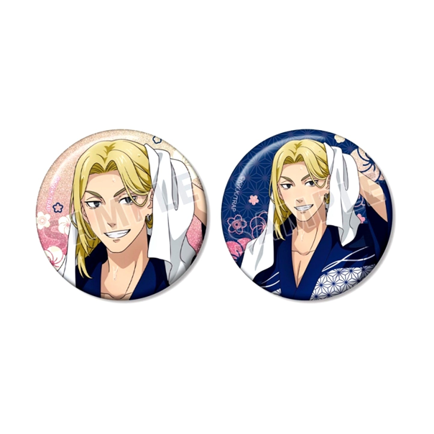 TV Anime Tokyo Revengers Newly Drawn Ken Ryuguji Hot Spring Yukata ver. Glitter Can Badge Set of 2 (Reissue) [NEW]