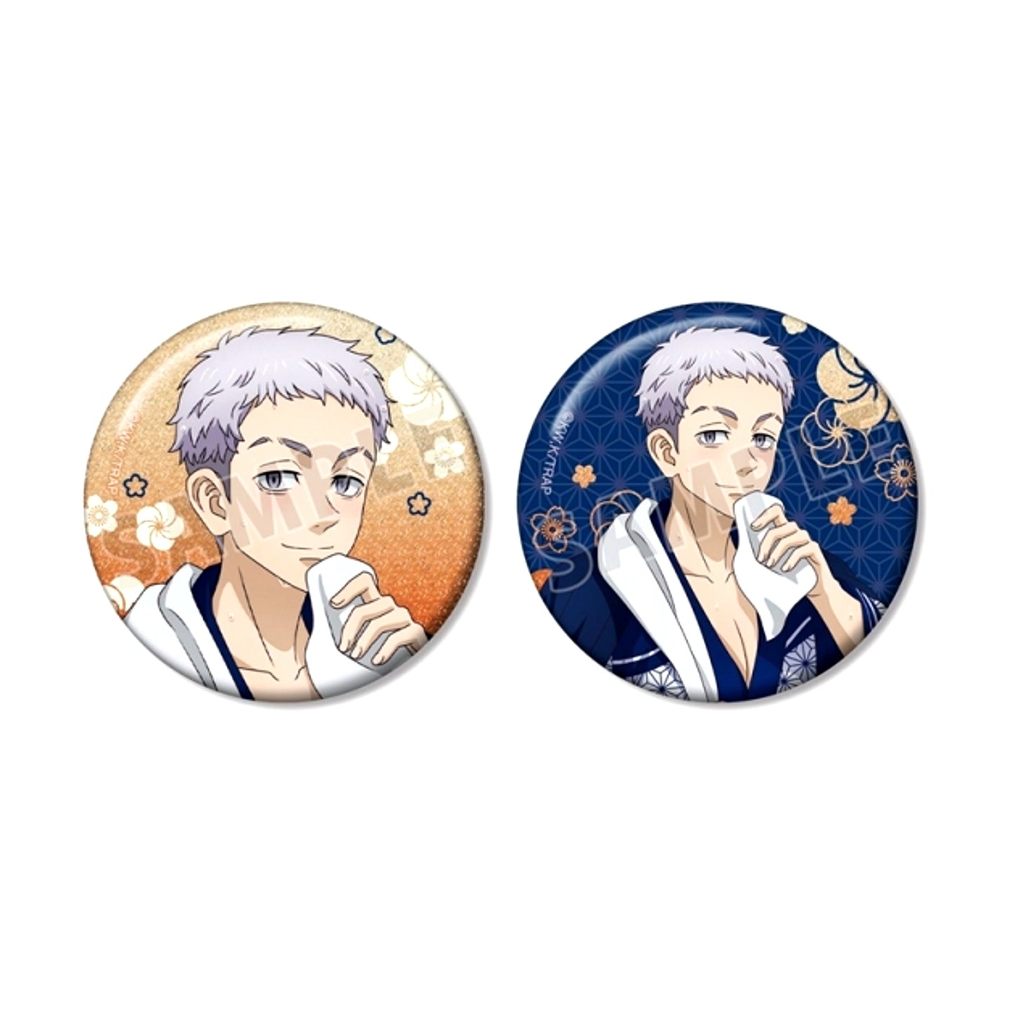 TV Anime Tokyo Revengers Newly Drawn Takashi Mitsuya Hot Spring Yukata ver. Glitter Can Badge Set of 2 (Reissue) [NEW]