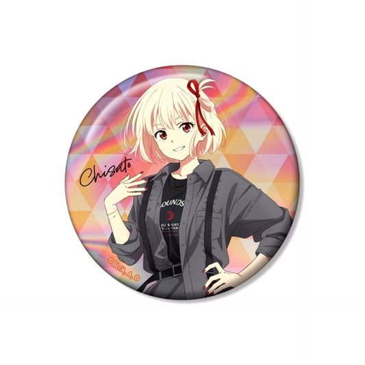 TV Anime Lycoris Recoil meagratia Collaboration Newly Drawn Chisato Nishikigi 75mm Aurora Can Badge (Reissue) [NEW]