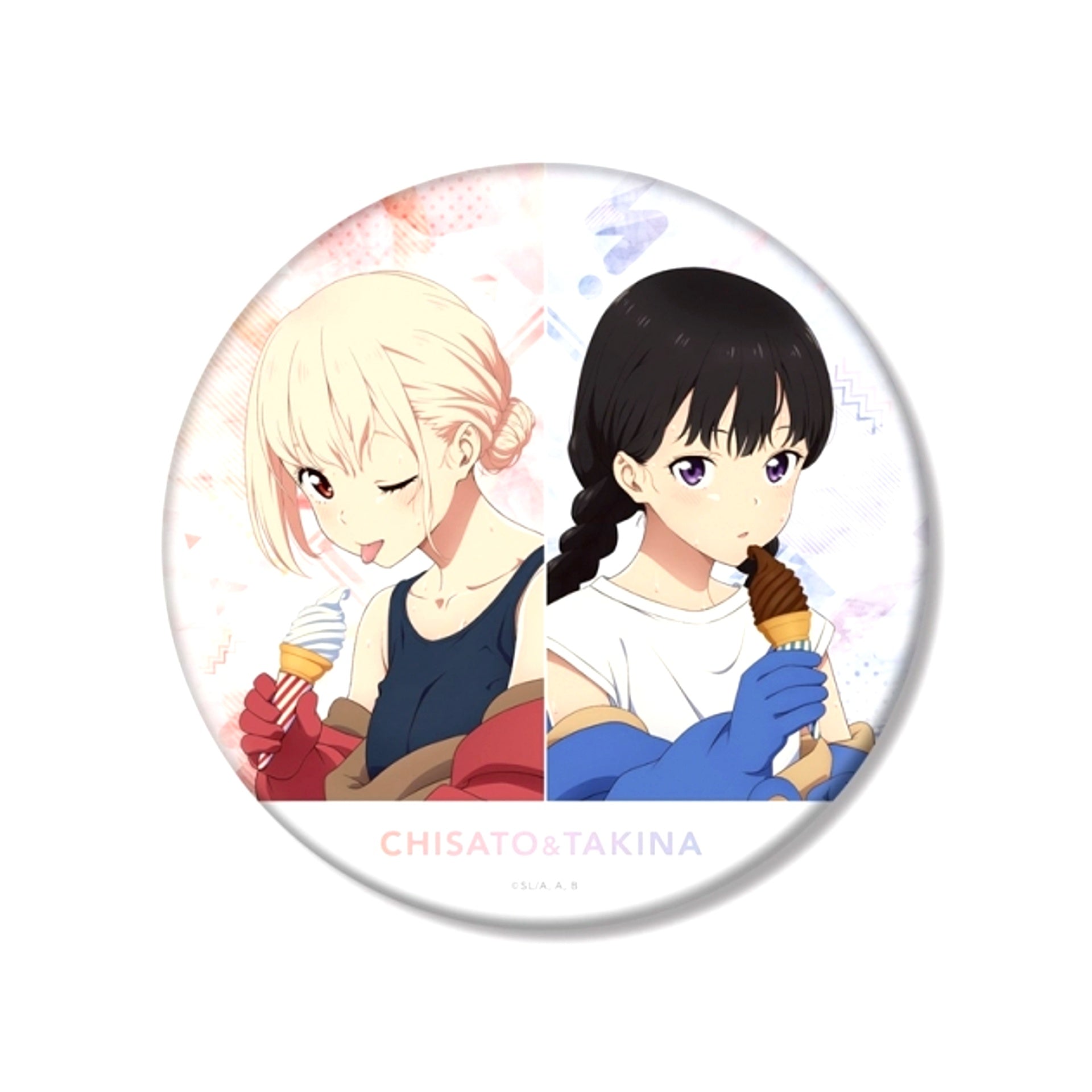 TV Anime Lycoris Recoil Newly Drawn Chisato Nishikigi & Takina Inoue Kigurumi ver. BIG Can Badge (Reissue) [NEW]