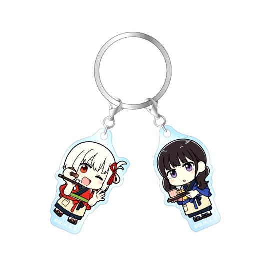 TV Anime Lycoris Recoil Newly Drawn Chisato Nishikigi & Takina Inoue Art by Ara* Chibi Character Double Acrylic Keychain ver.B (Reissue) [NEW]