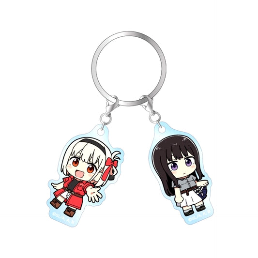 TV Anime Lycoris Recoil Newly Drawn Chisato Nishikigi & Takina Inoue Art by Ara* Chibi Character Double Acrylic Keychain ver.C (Reissue) [NEW]