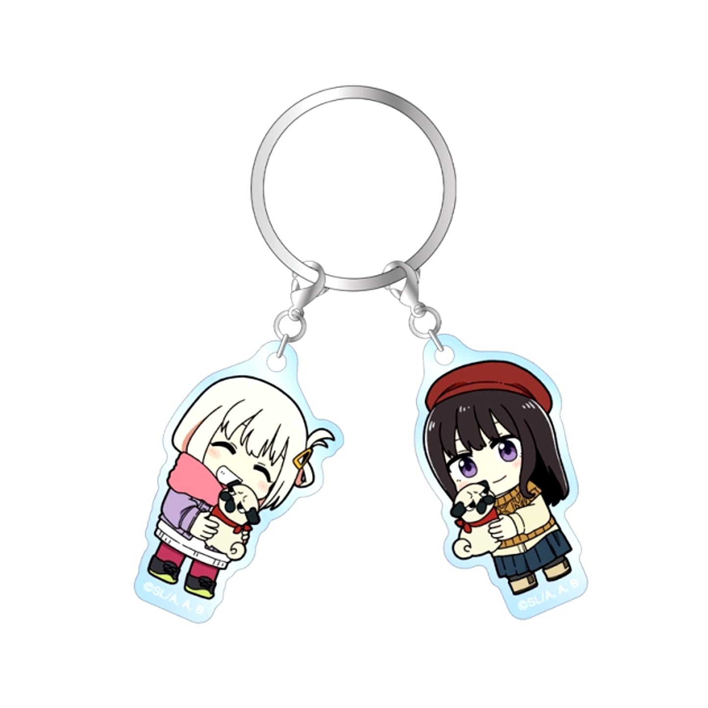 TV Anime Lycoris Recoil Newly Drawn Chisato Nishikigi & Takina Inoue Art by Ara* Chibi Character Double Acrylic Keychain ver.D (Reissue) [NEW]