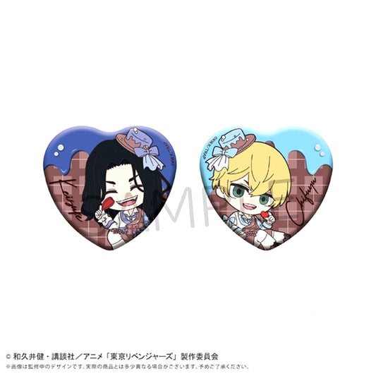 Tokyo Revengers Mini Character Heart Can Badge Set Chocolat Ver. Baji & Matsuno [NEW]