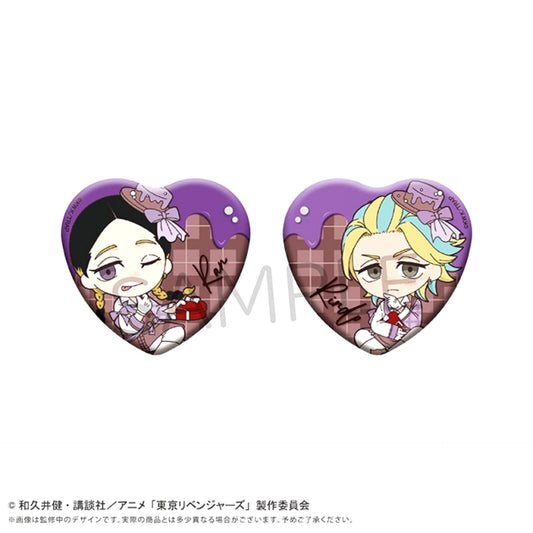 Tokyo Revengers Mini Character Heart Can Badge Set Chocolat Ver. Ran & Rindo [NEW]