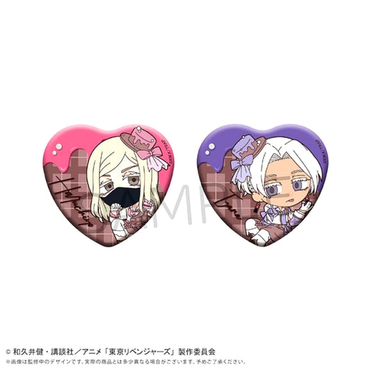 Tokyo Revengers Mini Character Heart Can Badge Set Chocolat Ver. Sanzu & Kurokawa [NEW]
